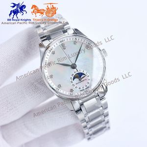 นาฬิกาควอตซ์ Moon Phase สำหรับผู้ชายและผู้หญิง สายหนังและเหล็ก ตัวเรือนโลหะผสม หน้าปัดแสดงผลแบบเข็ม ปรับแต่งโลโก้ได้ ยี่ห้อ Longiness - Product Image 2