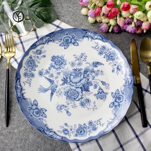 Vajilla de Cerámica Floral China, Platos de Cena Azules y Blancos, Juego de Vajilla Redonda, Platos de Porcelana - Product Image 4