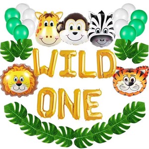 Set per Festa di <span class=keywords><strong>Compleanno</strong></span> a Tema Animali Selvatici, Palloncini Safari, Striscione di Buon <span class=keywords><strong>Compleanno</strong></span>, Decorazioni per Feste a Tema Giungla - Product Image 1