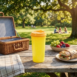 HACAMY <b>Reusable</b> PP Plastic Drink <b>Cup</b> <b>with</b> Leak Resistant <b>Lid</b>, Portable Tumbler for Home, Office, School and Outdoor Use - Product Image 1