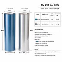 Film de transfert UV DTF AB PET, matériau d'étiquetage cristallin pour imprimante UV A3 et machine de lamination UV cristalline tout-en-un