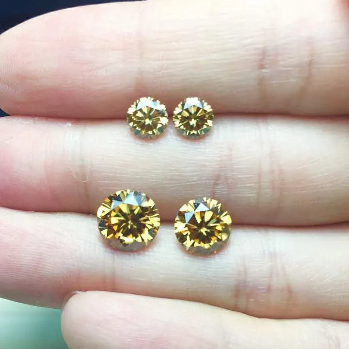 Vendita all'ingrosso carati taglio di macchina vivid colore giallo rotondo sintetico moissanite diamante