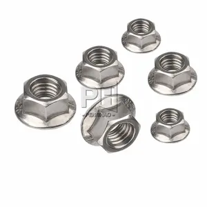 DIN6923 M3 M4 M5 M6 M8 M12 304 stainless steel flange nut with tooth hexagon nut flange with cushion hex knurled flange nut