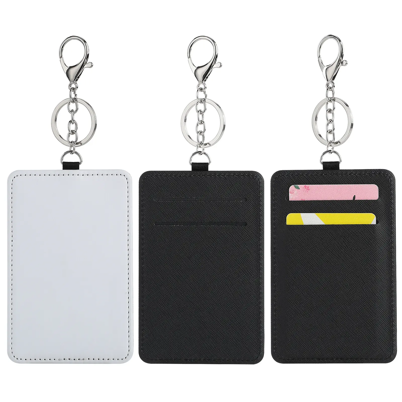 Sublimation Heat press Credit Card Holder Wallet Case Pouch 19.5*7.5cm Blank PU Leather Keychain card Holder
