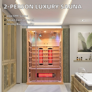 Chauffage en céramique Canadian Hemlock Sauna infrarouge lointain Salles 2 personnes Spa de beauté intérieur Sauna sec en bois - Product Image 2