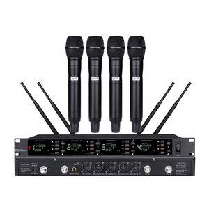 DA-8024 4-Channel UHF <b>Wireless</b> Handheld Microphone KTV Karaoke Live Broadcasting AA Battery XLR Connector Black 3-Month Warranty - Product Image 1