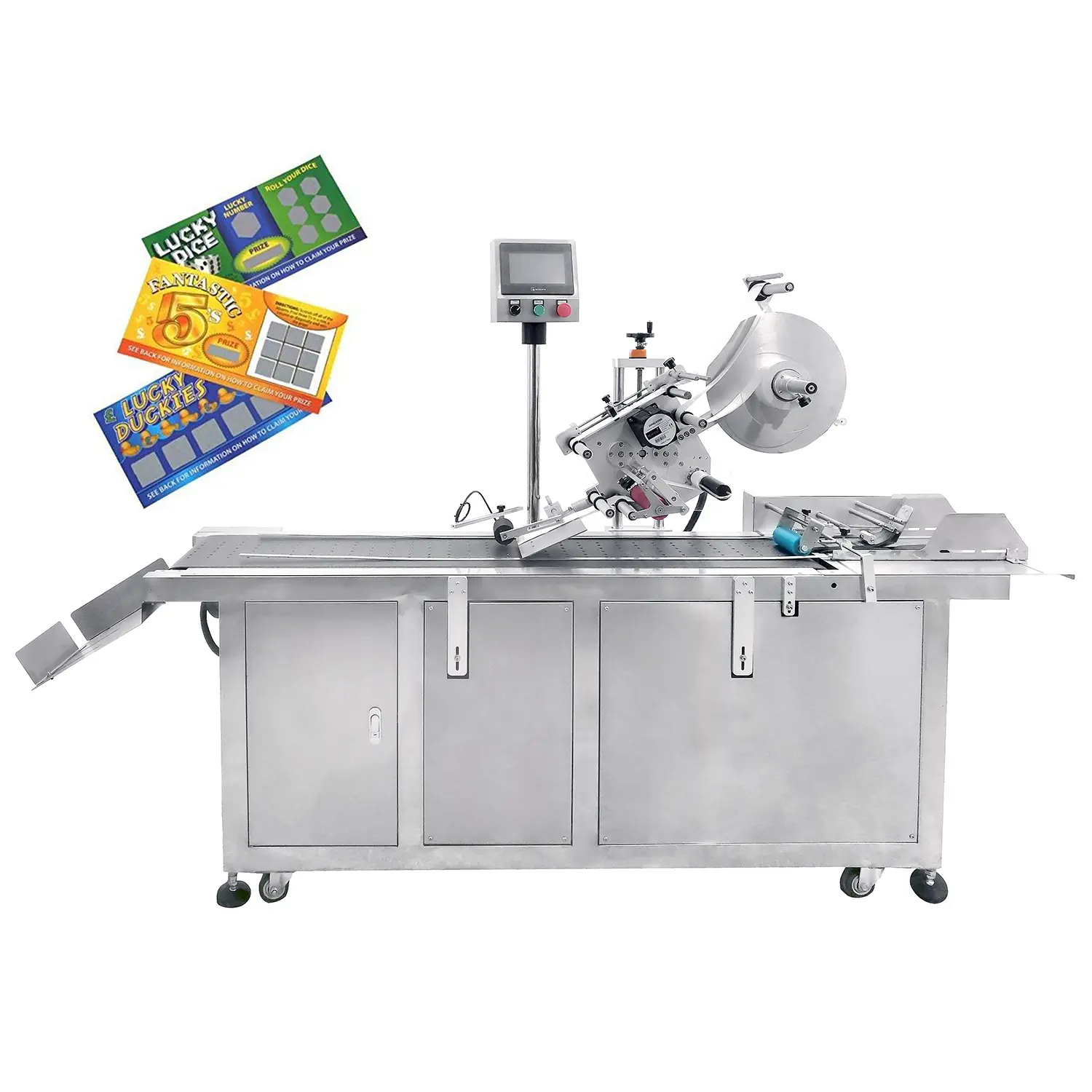 YM210D mesin pembuat label otomatis, mesin pembuat label kartu antigores dengan wadah kartu