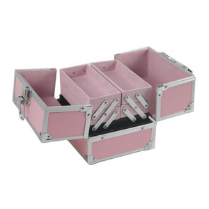 Caixa de maquiagem portátil para viagem, caixa de cosméticos com quatro bandejas para armazenamento de maquiagem, cosméticos, cosméticos e produtos estéticos, tecnologia de unhas - Product Image 5