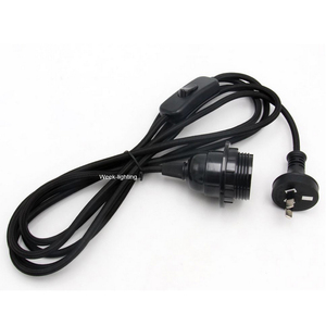 Base de bombilla roscada <span class=keywords><strong>E14</strong></span>, soporte de lámpara para juegos de luces colgantes, cable textil Vintage con interruptor de enchufe de la UE - Product Image 1