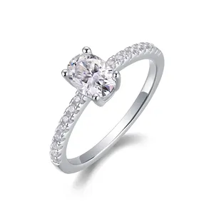 Luxury Jewelry Full Diamond Moissanite Rings 925 Sterling Silver D VVS Ring Pass Diamond Tester Moissanite Diamond Ring