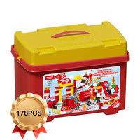 Set Mainan Balok Bangunan Besar 178 Pcs OEM Custom, Set Penyelamatan Kebakaran, Kotak Penyimpanan, Label Pribadi, Mainan Edukatif, Pasokan Pabrik Grosir