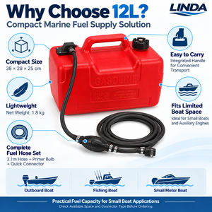 Réservoir de carburant marin en HDPE de 12 L avec tuyau de carburant de 3,1 m et 8 mm, pompe d'amorçage et connecteur rapide pour bateau de pêche hors-bord Yamaha - Product Image 5