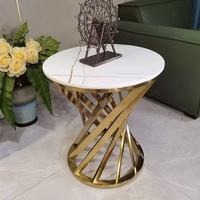 Table d'appoint moderne de style nordique, luxe léger, avec structure en acier inoxydable et plateau en marbre, pour salon et hôtel, garantie de 3 ans
