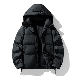 Chaqueta con Cremallera para Hombre, Cómoda y Transpirable, Diseño Clásico con Costuras en Contraste y Efecto de Tinta Salpicada, Abrigo con Capucha a Prueba de Viento - Product Image 3
