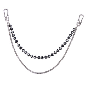 Beaded Double Layer Pants <b>Chain</b> Black Ink Splatter Heart Design Zinc Alloy <b>Waist</b> <b>Chain</b> Hip Hop Casual Style - Product Image 5