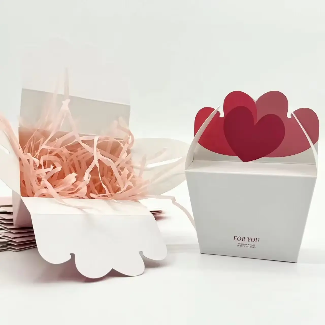 small love pink wedding candy chocolate packaging foldable cardboard gift carton in stock
