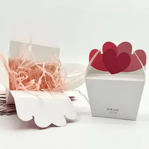Embalagem de chocolate para doces de casamento pequenos amor rosa caixa de presente de papelão dobrável em estoque