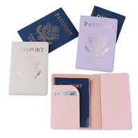 JIEXI dompet perjalanan kulit PU Logo kustom USA Passport dengan penghalang RFID tanpa penutup Hot Stamping & pemegang kartu Amerika