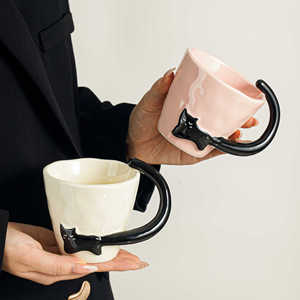 Factory Direct China High Quality Custom Black Cat Embossed Eco-friendly Stoneware <b>Ceramic</b> <b>Mug</b> Food Safe Dishwasher Microwave - Product Image 3