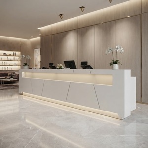 Mostrador de Caja Personalizado de Alta Calidad <span class=keywords><strong>en</strong></span> Superficie Sólida Blanca con Luz LED para Tiendas de Lujo, Hoteles y <span class=keywords><strong>Bancos</strong></span> - Product Image 3