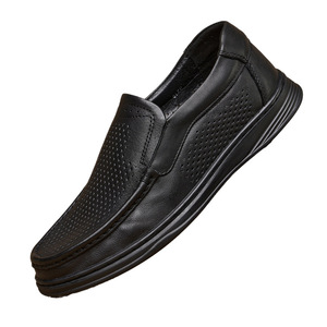 Mocassins en cuir véritable respirant pour hommes, bout rond, à enfiler, chaussures décontractées d'été, semelle intermédiaire en EVA, semelle extérieure en caoutchouc - Product Image 4