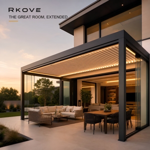 Pérgola de Aluminio con Revestimiento en Polvo RKOVE RK-C1, Montada en la Pared, 3x6m, para Sombreado de Patio Lateral - Product Image 1