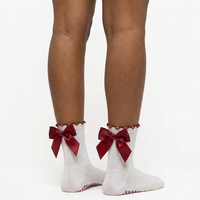 Chaussettes de sport à logo sur le bas, 100 % coton, antidérapantes, avec nœud décoratif, volants aux poignets, pour yoga, ballet et Pilates