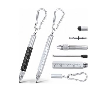 Stylo bille multifonction 6-en-1 en métal, encre bleue/noire, outil portable moderne avec règle technique, tournevis et écran tactile - Product Image 4