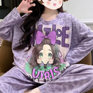 ชุดนอนผ้าฝ้ายพิมพ์ลายเมฆสำหรับผู้หญิ<span class=keywords><strong>ง</strong></span> น้ำหนัก 120 กรัม สไตล์การ์ตูน<span class=keywords><strong>มั</strong></span><span class=keywords><strong>ง</strong></span><span class=keywords><strong>ง</strong></span>ะ สไตล์ญี่ปุ่น ชุดแขนยาวสำหรับเด็กสาว-เหมาะสำหรับการสวมใส่ - Product Image 1