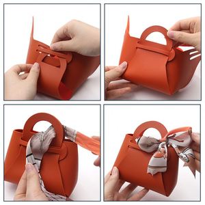 Small Candy Bag PU Leather Bag <b>Mini</b> Beautiful Candy Bag with Bowknot Decor Handmade Festive Faux Leather Gift Box for Wedding - Product Image 3