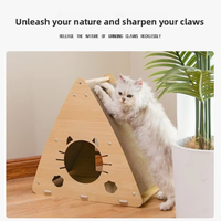 Katzen-Kratzbaum und Bett-Kombination, Vertikales Dreieckiges Design aus Spanplatte mit Austauschbarem Einsatz, Niedliches Design