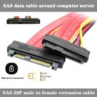 Kabel Ekstensi SFF-8482 SAS 29Pin SFF-8482 Male ke SFF-8482 Female Kabel Ekstensi Hard Disk Drive 0.5m