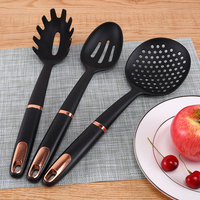 Ensemble d'ustensiles de cuisine antiadhésifs en nylon+ABS, 9 pièces, noir, passe au lave-vaisselle, pour la cuisine et la restauration