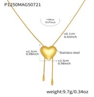 Collier en forme de cœur plaqué or 18 carats, chaîne de pull minimaliste en acier inoxydable à tirer