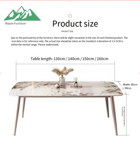 โต๊ะอาหารหินเผาสีม่วงกล้วยไม้ ยี่ห้อ Wayon Unique Ink รุ่นหรูหราทันสมัย รูปทรงสี่เหลี่ยมผืนผ้า สำหรับใช้ในบ้าน - Product Image 6