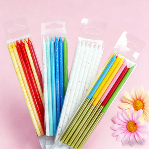 Venta al por Mayor de 12 Velas de Cumpleaños de Arcoíris, Largas y Delgadas, de Cera de Parafina, No Tóxicas, Ecológicas, Decoración para Pasteles de Año Nuevo y Bodas - Product Image 2
