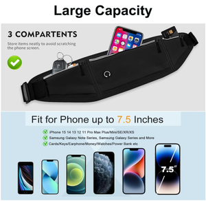 Riñonera Impermeable de Nailon con Logotipo Personalizado, MOQ Bajo, para Mujer, Bolsas Deportivas para Exteriores con Orificio para Auriculares, Accesorios para Correr para Adultos - Product Image 2