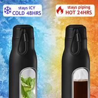 Bouteille d'eau de sport à double paroi personnalisée avec logo d'usine, sans BPA, en acier inoxydable, thermos sous vide, avec manchon de protection en silicone
