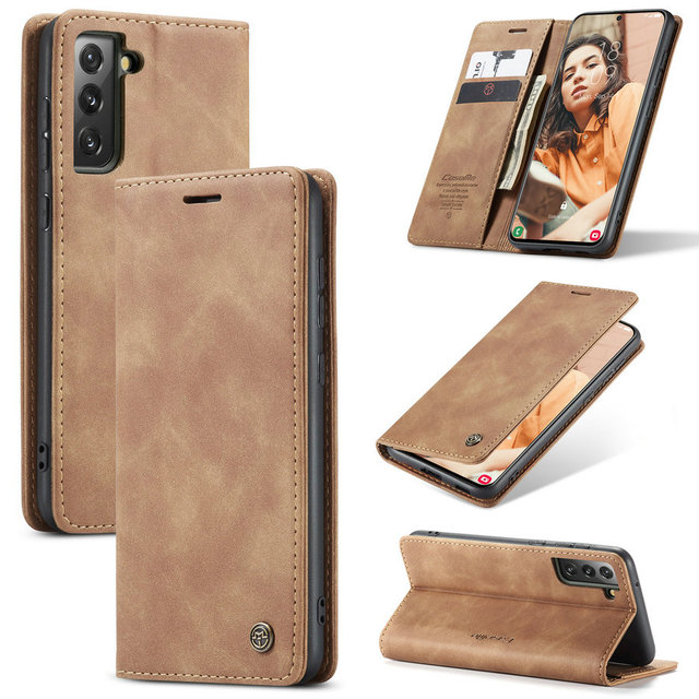 CaseMe for Samsung S21 Magnetic Phone Case Slim TPU Back Cover Wallet Phone Case for Samsung S21fe A72 A52 A42 A32 Flip Cover