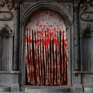 Cortina de puerta con huellas de manos sangrientas para Halloween, adorno colgante para casa embrujada, escape room, accesorio para crear ambiente de fiesta - Product Image 1