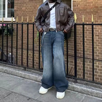 EIDEO OEM ODM Fabricants de logos personnalisés, Pantalons en jean vintage délavés, coupe ample, style stack, jambe large, grande taille, baggy, pour hommes