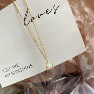 Dainty Triangle Opale Pendentif Collier À La Mode Tibétain Argent Lien Minimaliste Femmes Bijoux <span class=keywords><strong>Octobre</strong></span> <span class=keywords><strong>Pierre</strong></span> <span class=keywords><strong>De</strong></span> <span class=keywords><strong>Naissance</strong></span> Simple Tous Les Jours - Product Image 2