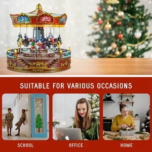 Yuyang Animated Led Musical Red Noel <b>Christmas</b> Carousel Music <b>Box</b> for <b>Christmas</b> Holiday Decoration - Product Image 5