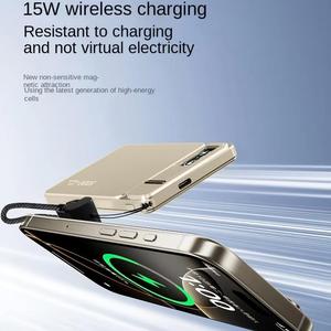 Banco de energía de carga inalámbrica magnética de Metal ultradelgado 10000mAh soporte de soporte banco de energía de pantalla Digital para teléfonos <span class=keywords><strong>AIRPODS</strong></span> - Product Image 4