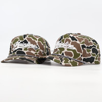 Gorra de Béisbol OEM Duradera Personalizada de 5 Paneles, Impermeable y Transpirable, con Diseño de Camuflaje, Correa de Cuerda y Logotipo Bordado para Deportes al Aire Libre