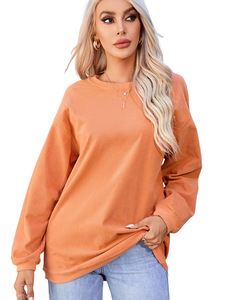 Felpa Pullover a girocollo a manica lunga da <span class=keywords><strong>donna</strong></span> con scritta in tinta unita stampa con lettere <span class=keywords><strong>senza</strong></span> <span class=keywords><strong>cappuccio</strong></span> camicia a maglia tinta unita in autunno - Product Image 3