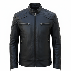 Chaqueta de cuero personalizada de alta calidad para hombre con tela de lona a prueba de viento transpirable con cuello levantado chaqueta de bombardero de invierno - Product Image 1