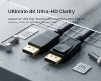 Câble SYONG 8K pour DisplayPort 1.4, haute vitesse, 5 pieds, compatible 8K60Hz 2K240Hz HDR HDCP pour moniteur de jeu, ordinateur graphique, projecteur
