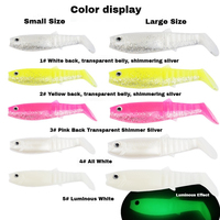 Leurres souples multicolores en PVC avec queue en forme de pagaie (paddle tail) et effet phosphorescent – ​​8 cm / 10 cm