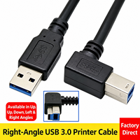 Kabel Printer USB3.0 Kecepatan Tinggi Berbahan Tembaga Murni dengan Port Berbentuk Siku 90 Derajat (USB-A Male ke USB-B Male) untuk PC